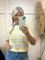 Short Sleeved 'Love' Jumper - Lemon/Pinks