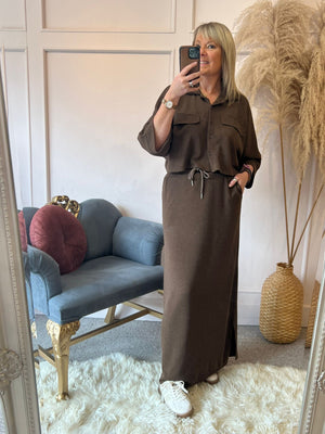 Cropped Top & Maxi Skirt - Chocolate Brown