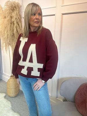 LA Sweatshirt  - Burgundy/Beige