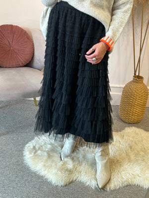 Tulle Tier Skirt  - Black