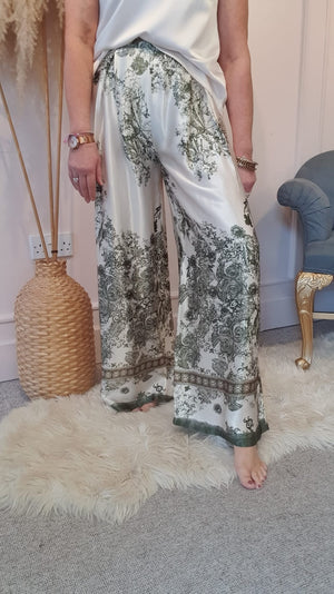 Oriental Design Wide Pant - Cream/Khaki