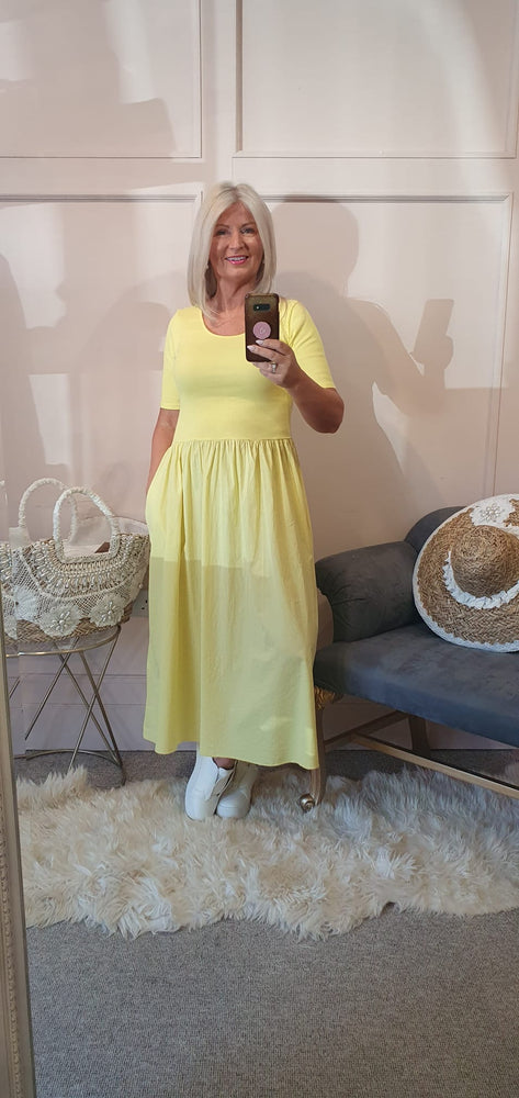 Capped Sleeve Dress - Sunshine Yellow