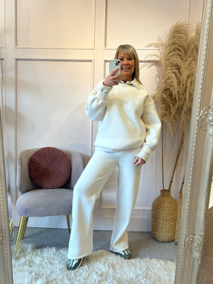 Sweatshirt & Lounge Pant Set - Pale Beige