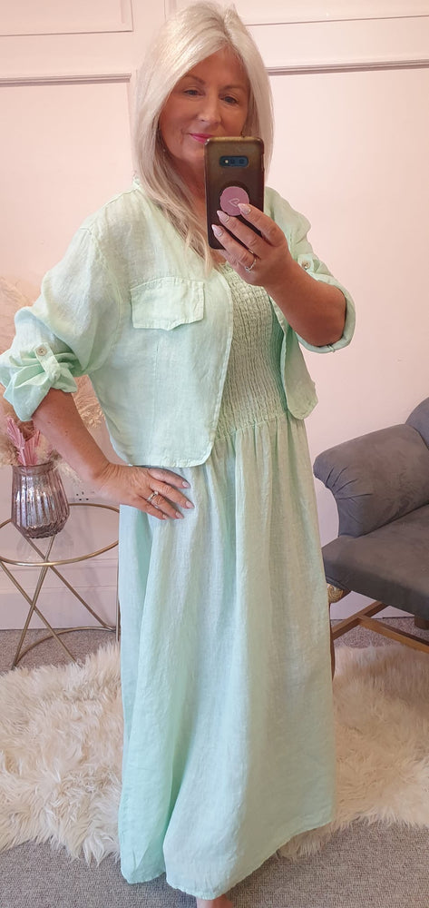 Linen Sundress & Little Jacket Co-ord Set - Mint