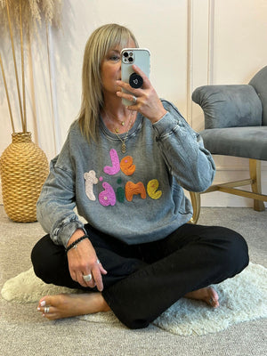 Je Taime Beaded Sweatshirt - Grey