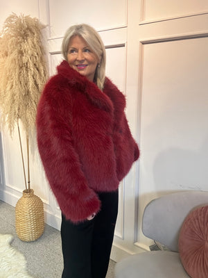 Just A Fur Baby Glam Jacket - Burgundy