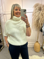 Short Sleeve High neck Jumper - Cream