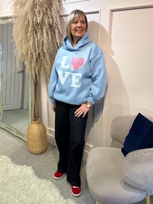 'Love' Sweatshirt Hoody - Blue