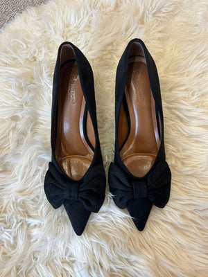 Bow Detail Kitten Heel Shoe - Black