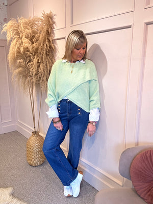 Crossover Layered Jumper - Mint Green