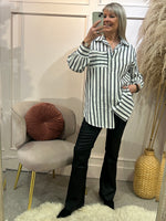 White & Black Striped Shirt  - White