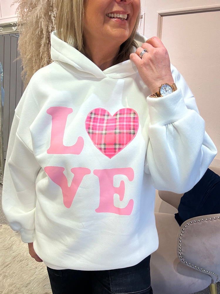 'Love' Sweatshirt Hoody - White