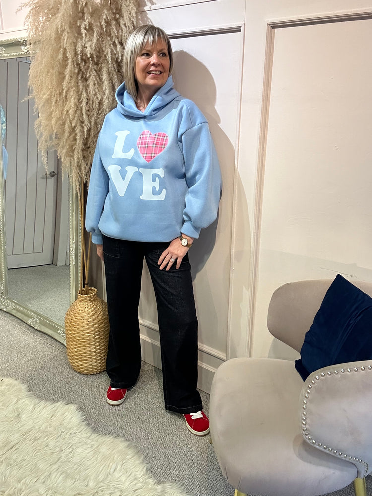 'Love' Sweatshirt Hoody - Blue