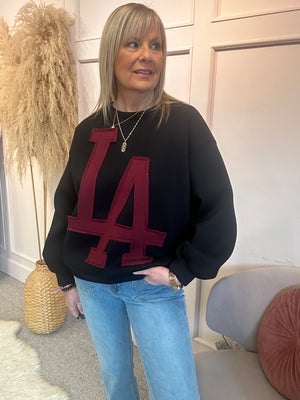 LA Sweatshirt  - Black/Burgundy