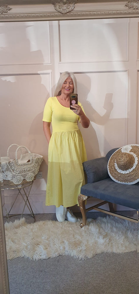 Capped Sleeve Dress - Sunshine Yellow